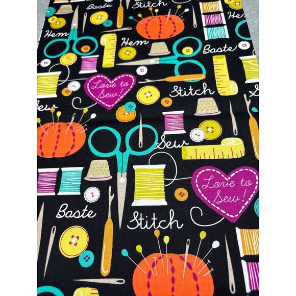 Michael Miller "Love To Sew" Cotton Fabric 20"x44" Sewing Theme - Picture 9 of 10